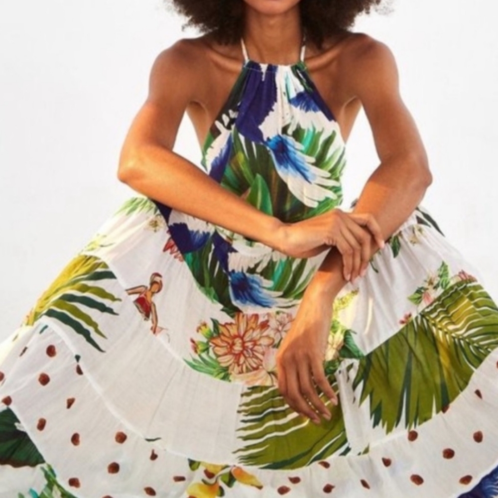 NWT Farm Rio Mixed Palm Maxi Dress - L - Picture 3 of 3